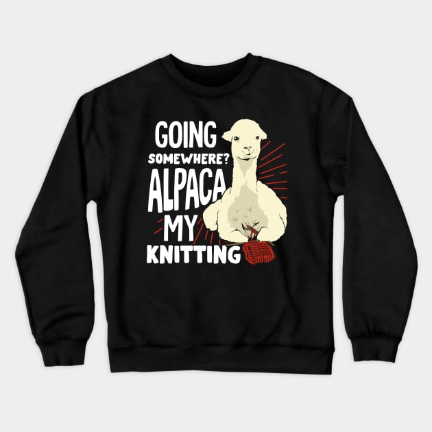 Funny Knitting Lover Alpaca Knitter Gift Crewneck Sweatshirt by Dolde08